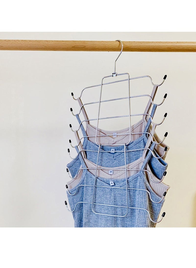 Furtey 2-Pieces 8-Layer Folding Clothes Hanger, Stainless Steel Clothes Hanger, Multi-Functional Household Clothes Hanger Storage Rack, Suitable For Suspenders, Vests, Shorts, Bags, Scarves, etc.  - Image 1
