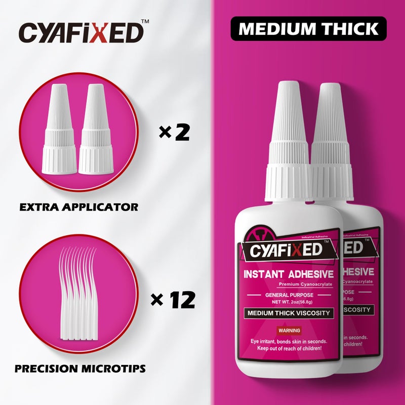 CYAFIXED غراء سوبر سائل، سيانوأكريلات شفاف فوري لزج متوسط الكثافة، غراء آمن للطعام لإصلاح الأحذية، الجلد، السيراميك، البلاستيك، الزجاج، المعدن، الخشب، الأكواريوم، البورسلين، المطاط، الفخار، والحرف النموذجية - Image 2
