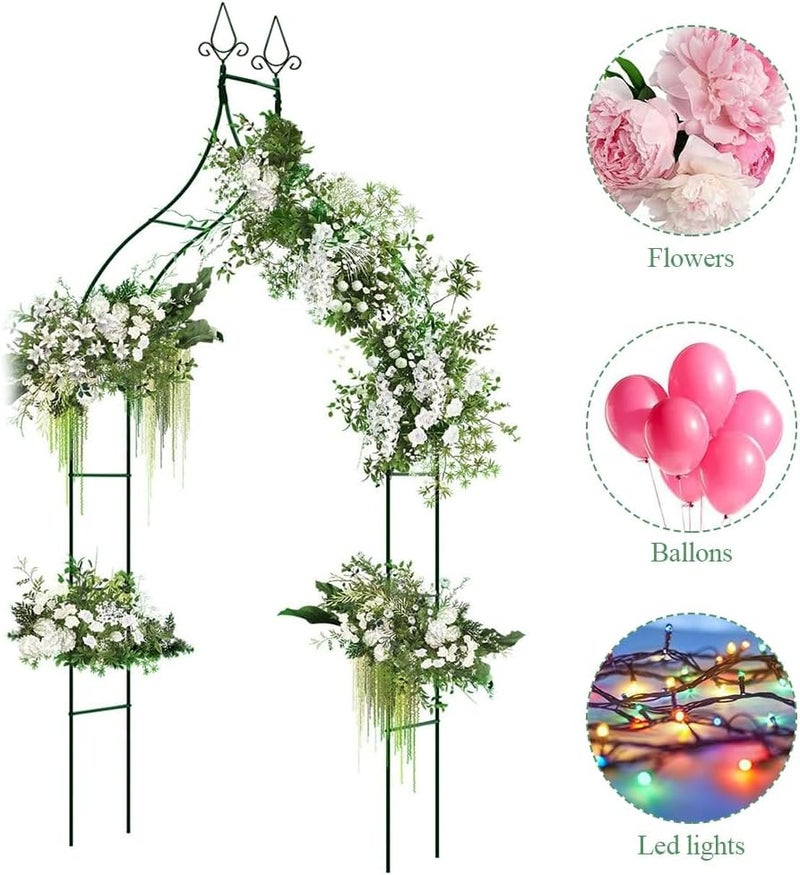 HASTHIP® Metal Wedding Arch Trellis, Sturdy Garden Arbor Pergola Backdrop Archway for Climbing Plants Flowers, Durable Iron Frame Outdoor/Indoor Ceremony Party Decoration, Easy Assembly - Image 5