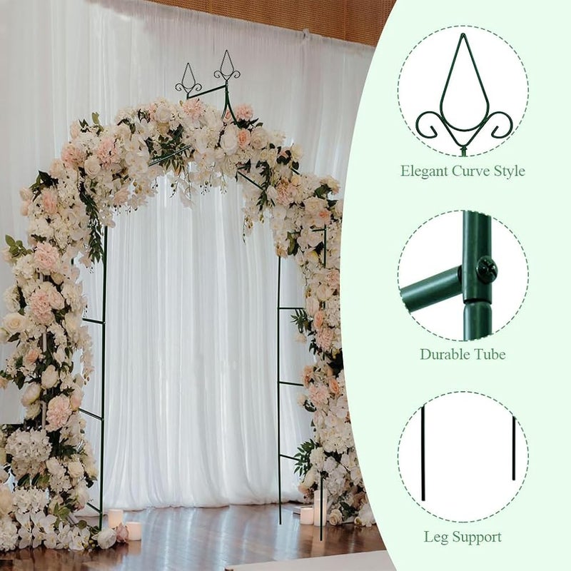 HASTHIP® Metal Wedding Arch Trellis, Sturdy Garden Arbor Pergola Backdrop Archway for Climbing Plants Flowers, Durable Iron Frame Outdoor/Indoor Ceremony Party Decoration, Easy Assembly - Image 2