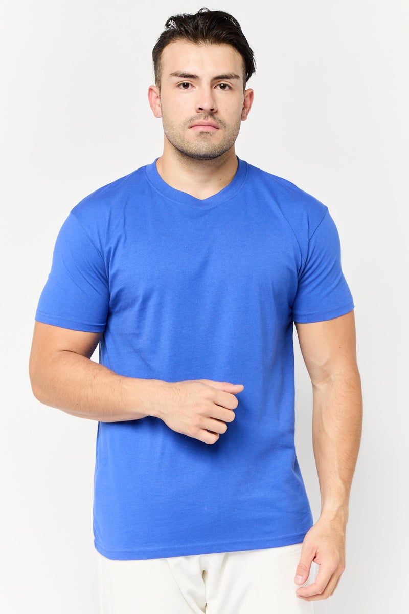 Maserati تي شيرت رجالي بأكمام قصيرة وياقة دائرية بشعار العلامة التجارية، أزرق - Image 1