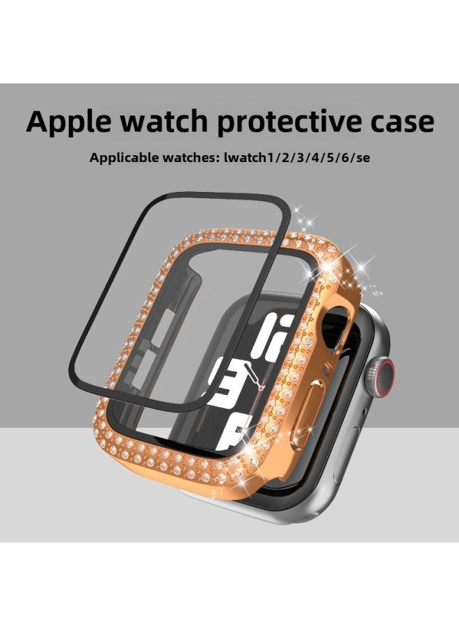 Suitable For Apple Wathc Case Electroplated Double Row Diamond With Film Iwatch987 Watch Case Protective Cover-Color:Black-Appearance Size:42mm(OPP Bag)  - Image 5