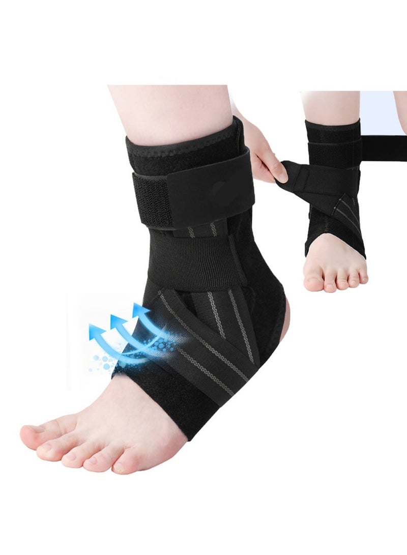 YALONG Ankle Protector Adjustable Compression Ankle Support Brace Relief for Achilles, Tendon, Sprain, Injury Recovery, Lace up Ankle wrap, For Running Sports Football and Basketball L(Ankle Brace, Medium) - Image 1