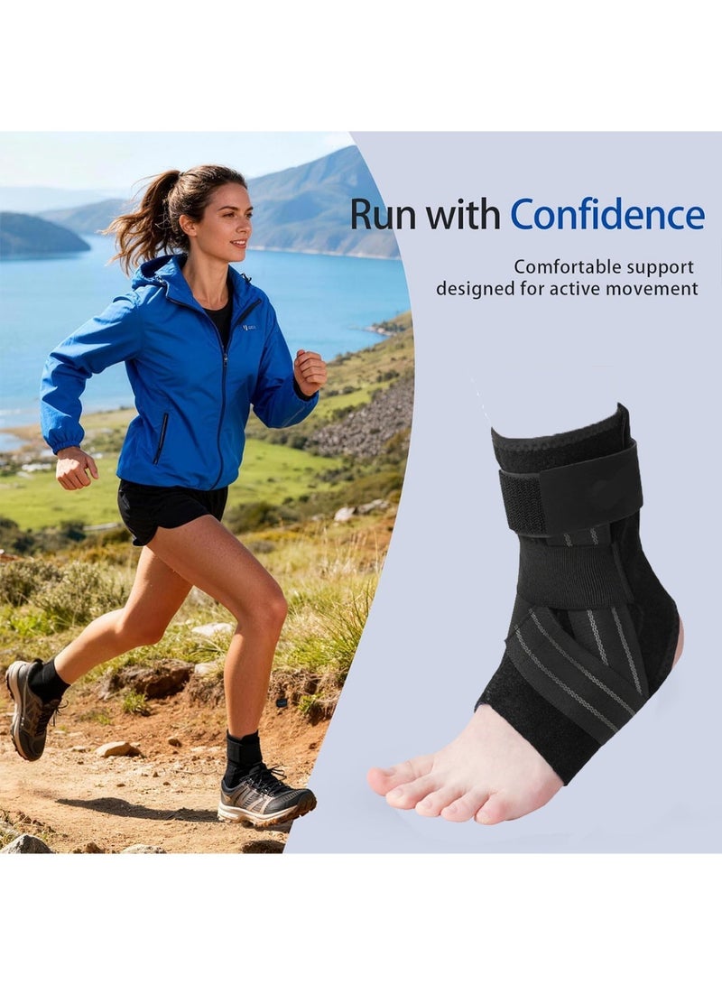 YALONG Ankle Protector Adjustable Compression Ankle Support Brace Relief for Achilles, Tendon, Sprain, Injury Recovery, Lace up Ankle wrap, For Running Sports Football and Basketball L(Ankle Brace, Medium) - Image 3