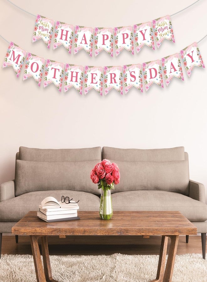Litmitfu Happy Mothers Day Banner - Pink Mother's Day Decorations Banners, 2026 Best Mom Ever Sign Bunting Banner Garland for Mothers Days Home, Office, Fireplace, Wall Party Decor Supplies Favors Props - Image 5