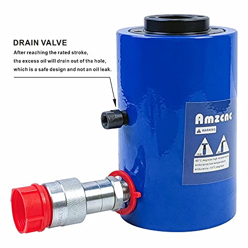 AMZCNC 30T Hydraulic Cylinder Jack Hollow Single Acting Hydraulic Ram Cylinder 4"(100mm) Hydraulic Lifting Cylinders (30T 4Inch Hollow) - Image 4