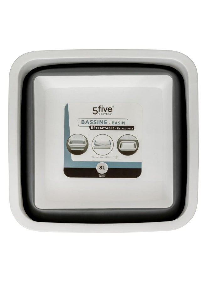 Five Simply Smart Square Shaped Collapsible Basin White and Grey 8 L 164752 - Image 2