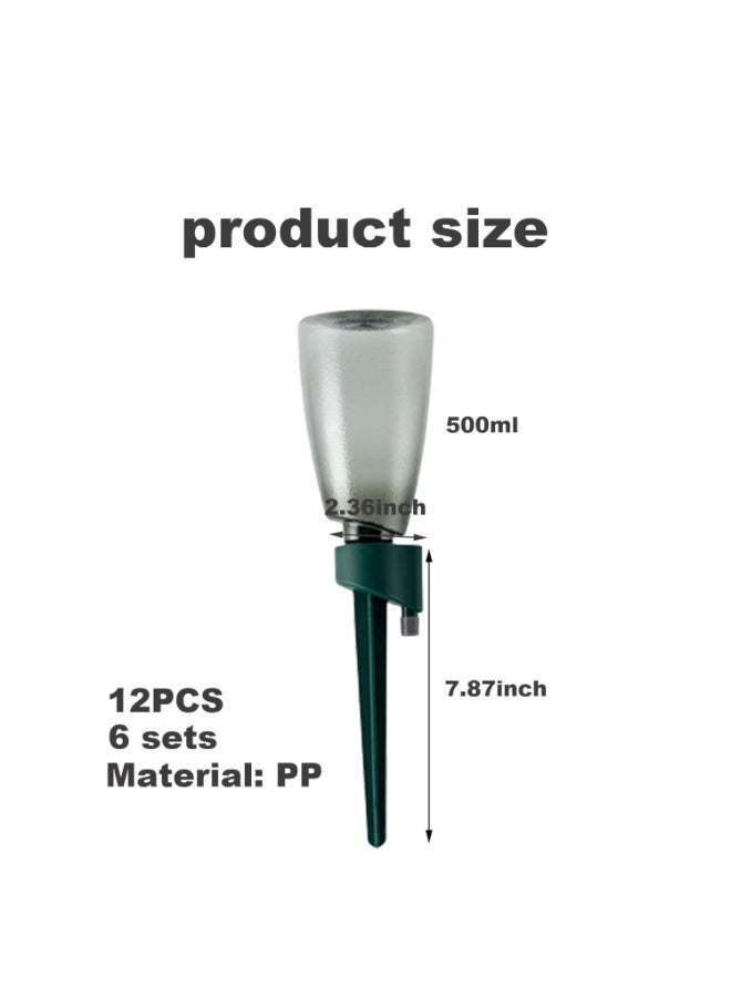 Plant Watering Devices Automatic Watering System 6Pcs Plant Waterer with 6Pcs 500ml Bottles Automatic Drip Irrigation Kits with Slow Release Control Valve for Plants Green - Image 5