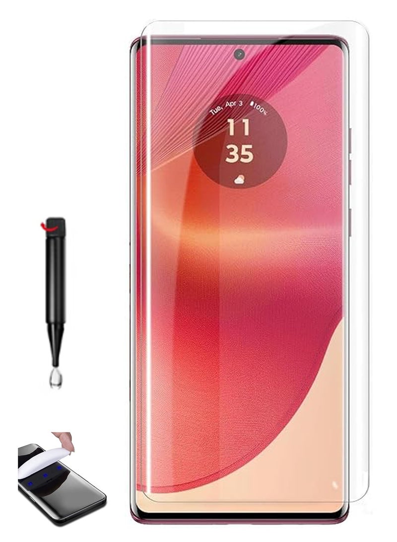 لجهاز موتورولا موتو إيدج 50 فيوجن - واقي شاشة زجاجي مقسى متقدم UV فائق الجودة، لاصق كامل، مناسب للحالات المنحنية، وضوح عالي مع مجموعة تركيب - Image 1