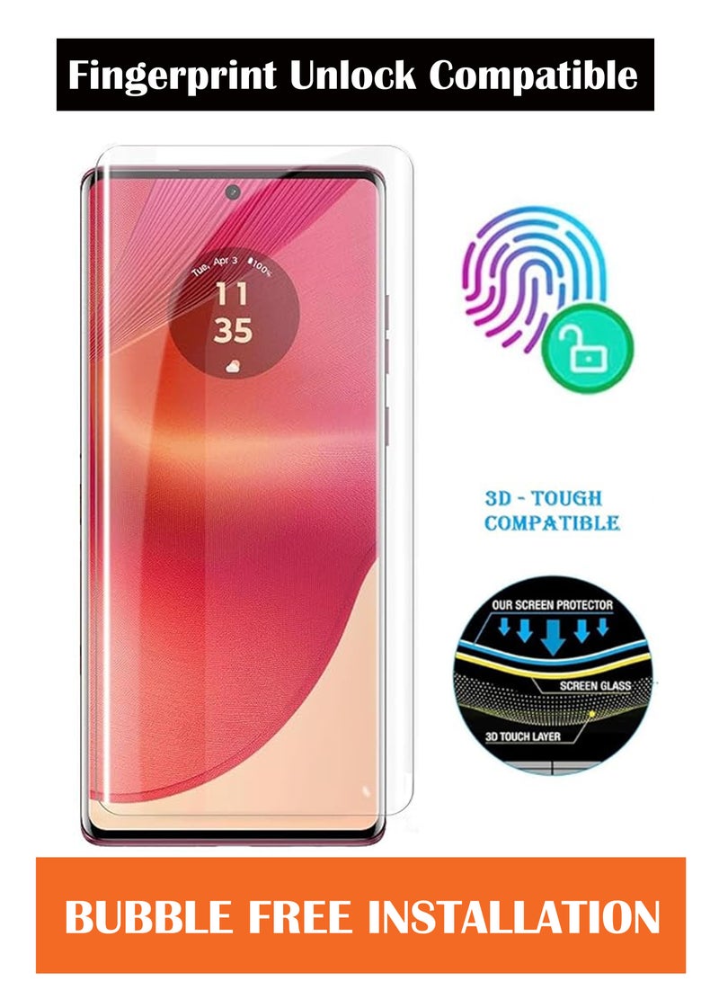 لجهاز موتورولا موتو إيدج 50 فيوجن - واقي شاشة زجاجي مقسى متقدم UV فائق الجودة، لاصق كامل، مناسب للحالات المنحنية، وضوح عالي مع مجموعة تركيب - Image 2