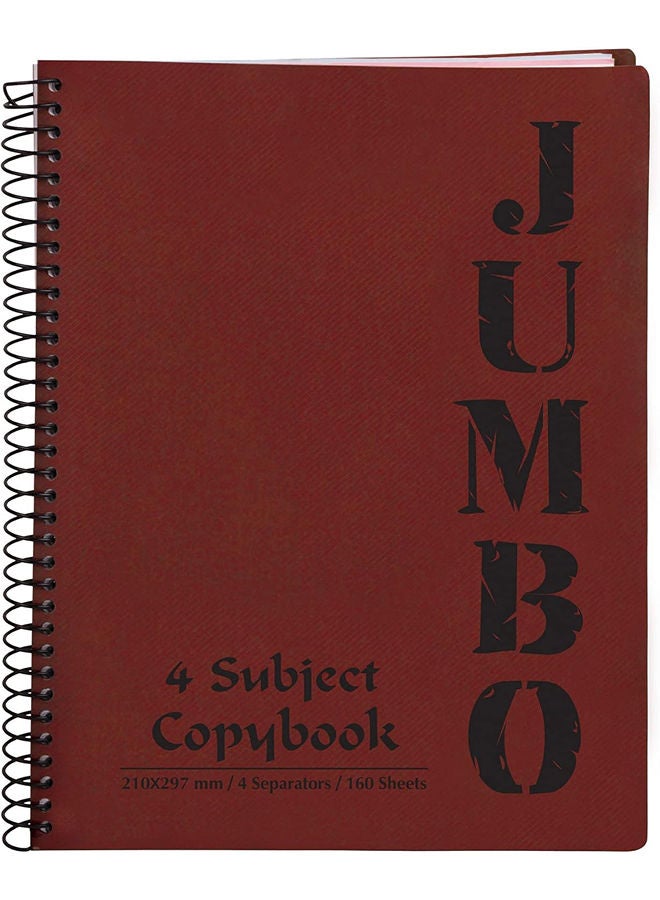 Mintra Jumbo NoteBook A4 Size, Lined Ruling 160 Sheets - Red