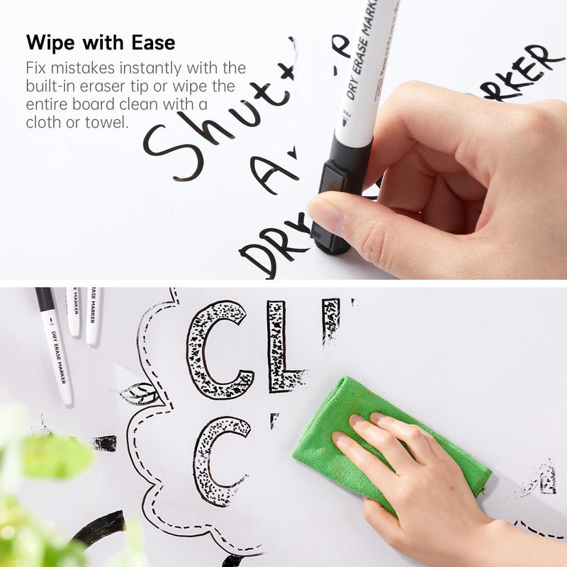 Shuttle Art Dry Erase Markers, 25 Pack Black Magnetic Whiteboard Markers with Erase, Fine Point Dry Erase Markers Perfect for Writing on Dry-Erase Whiteboards Mirrors Glasses for School Office Home - Image 5