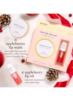 NOONI Best Lip Duo Applebutter Lip Mask And Appleberry Lip Oil Value Set With Shea Butter Apple Seed Oil And Vitamins Overnight Lip Mask Hydrating Lip Balm Korean Lip Butter Moisturizing  - Image 2