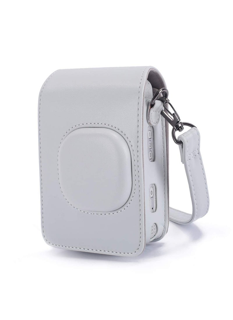 Generic PU Leather Camera Case Cover Bag Compatible with Fujifilm Instax Mini LiPlay Camera - White  - Image 1