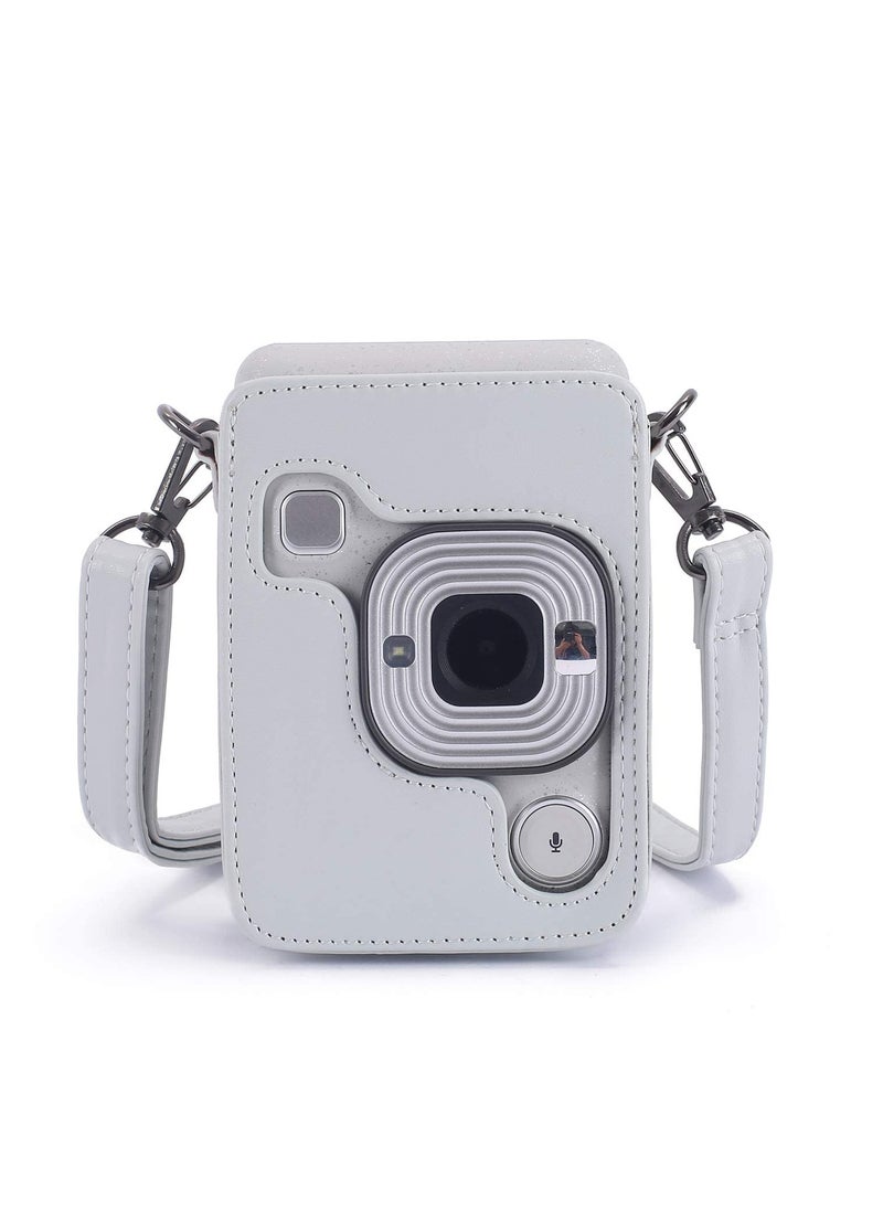 Generic PU Leather Camera Case Cover Bag Compatible with Fujifilm Instax Mini LiPlay Camera - White  - Image 3
