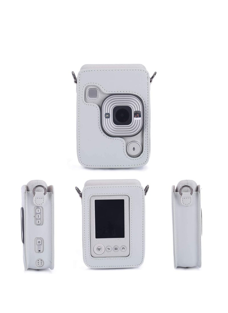 Generic PU Leather Camera Case Cover Bag Compatible with Fujifilm Instax Mini LiPlay Camera - White  - Image 5