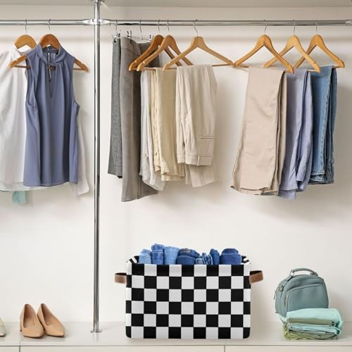 Bzocm Black and White Check Rectangular Storage Basket Organizer Bin Shelf Baskets For Clothes Gifts For Home Office Dorm - Image 3