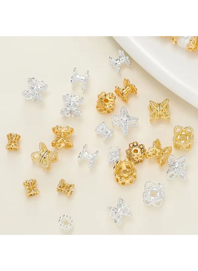 10pcs 18k Gold Plated Brass Hollow Beads Butterfly Floral Design For Bracelet Necklace DIY Jewelry Making Supplies - Image 2