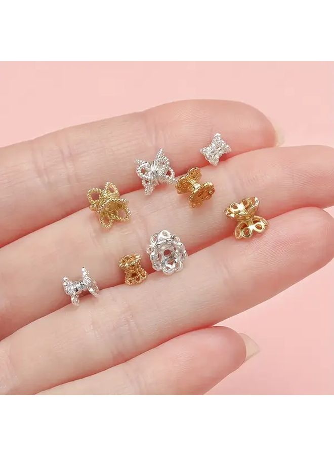 10pcs 18k Gold Plated Brass Hollow Beads Butterfly Floral Design For Bracelet Necklace DIY Jewelry Making Supplies - Image 5