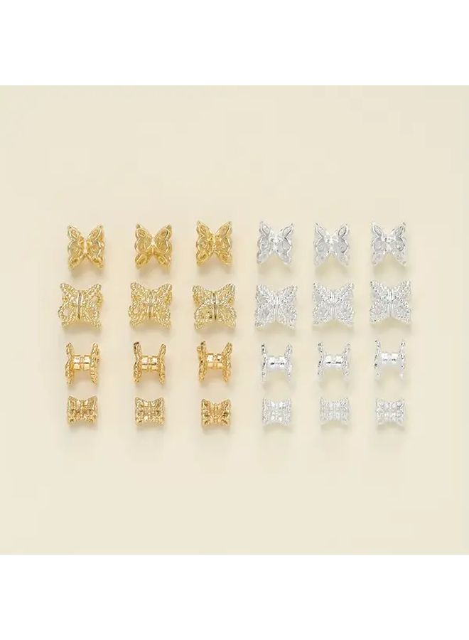 10pcs 18k Gold Plated Brass Hollow Beads Butterfly Floral Design For Bracelet Necklace DIY Jewelry Making Supplies - Image 3