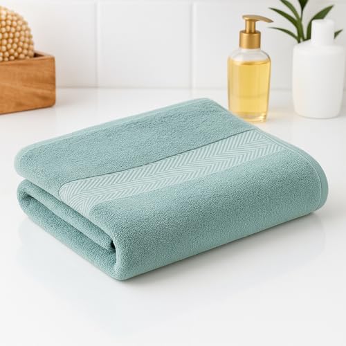 Earthy Fables Nebula Bath Towel – Pure Carded Cotton, Soft, Absorbent, Quick Dry & Skin-Friendly Towel, 140 x 70 cm, 500 GSM – Seafoam - Image 1