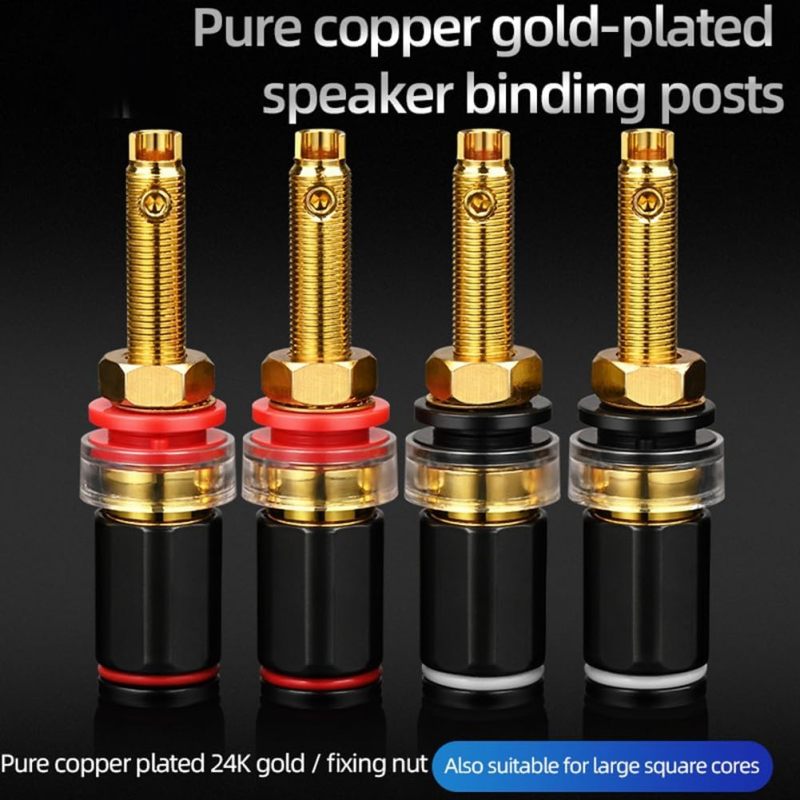 Hi-Fi Speaker Terminal: 4 Red Black Gold Plated Brass Female Connectors - Superior Sound Quality Optimal Signal Transmission for Hi-Fi Audio Amp Setup - Image 5