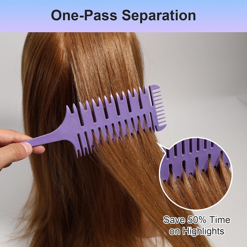 SIMPOR Highlight Comb Set, 6 Piece Set, Weaving, Sectioning, Styling, and Hair Dyeing Combs - Image 3