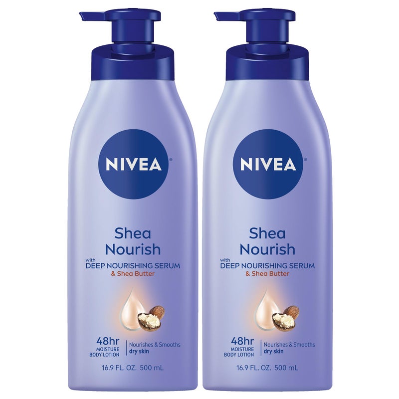 NIVEA Smooth Daily Moisture Body Lotion, Shea Butter 16.9 oz (Pack of 2) - Image 1