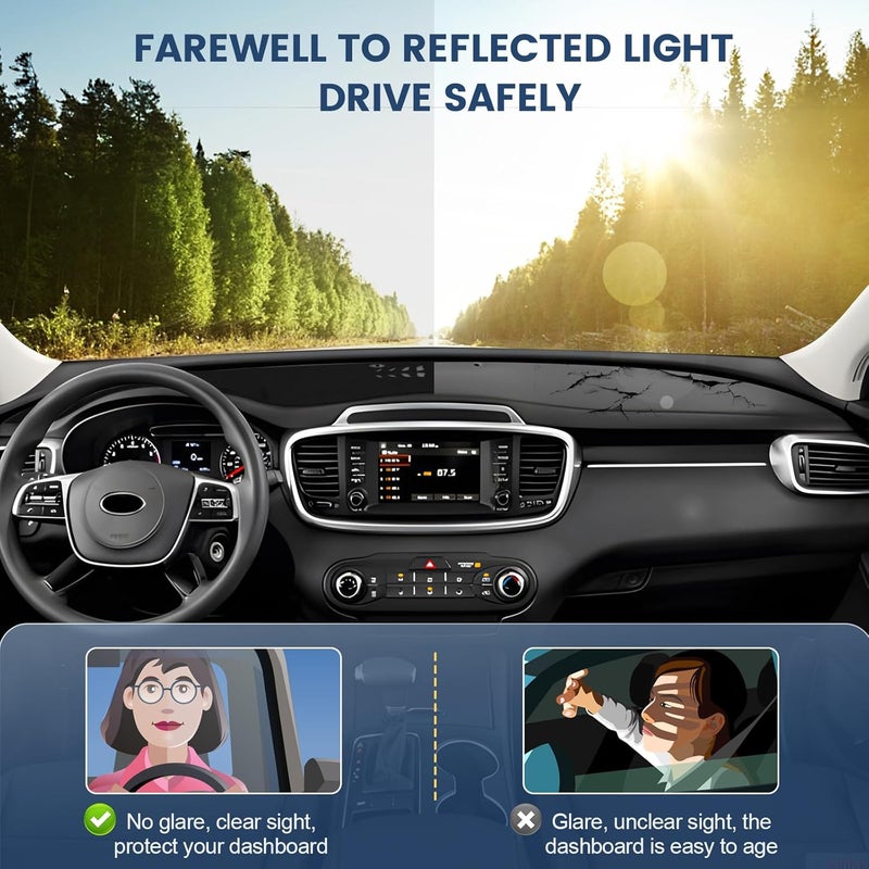 Rilsen Flexible sizing options Dashboard Cover Mat Custom Fit for Kia Sorento 2016 2017 2018 2019 2020 Dash Cover Nonslip Dash Mat Protector Sunshade No Glare Black Labor saving optimized design - Image 3