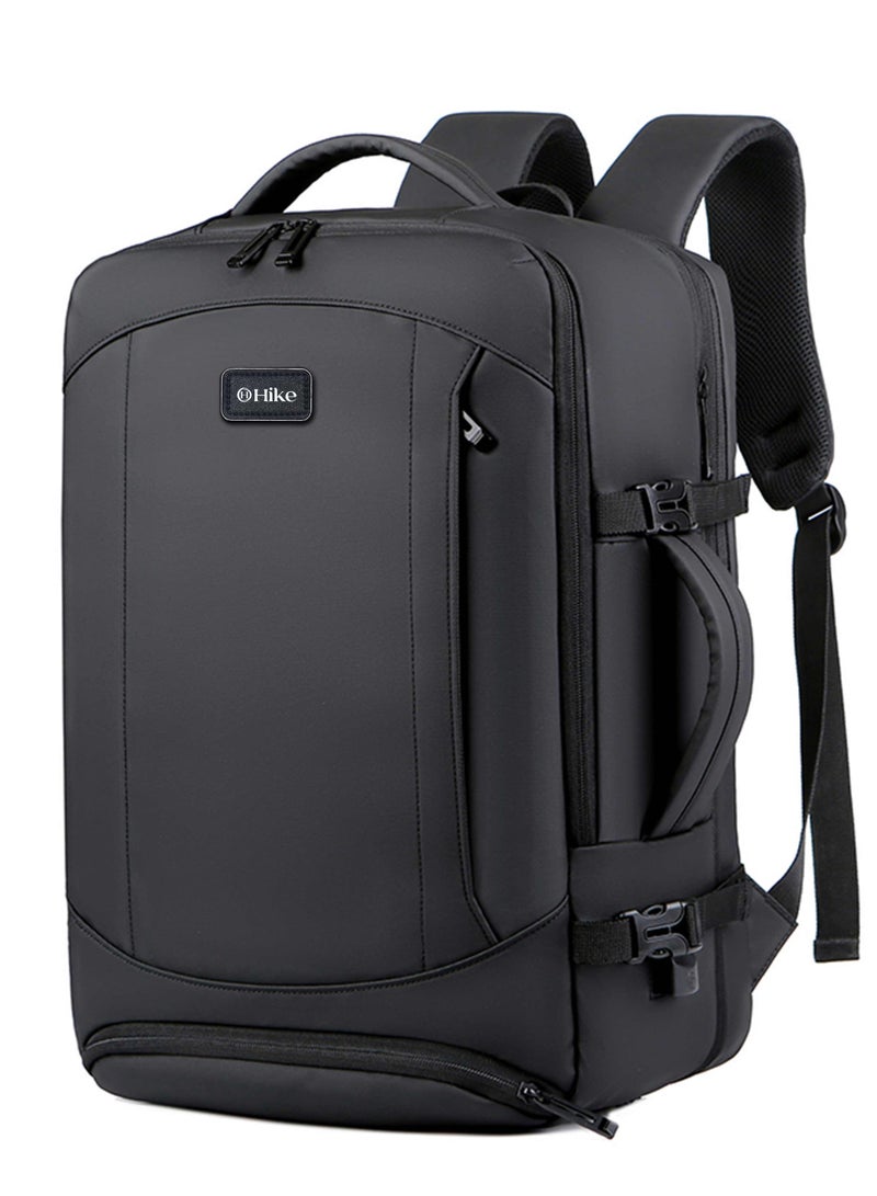 هايك Hike Unisex Premium Expandable Shoulder Backpack Water Resistant Laptop Daypack with Built in USB Port and Separate Laptop Compartment for Travel/Business/College, HKY2103 - BLACK - Image 1