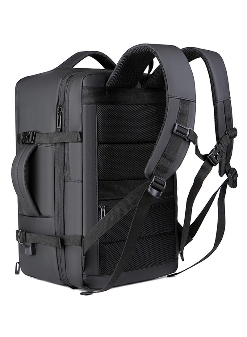 هايك Hike Unisex Premium Expandable Shoulder Backpack Water Resistant Laptop Daypack with Built in USB Port and Separate Laptop Compartment for Travel/Business/College, HKY2103 - BLACK - Image 3