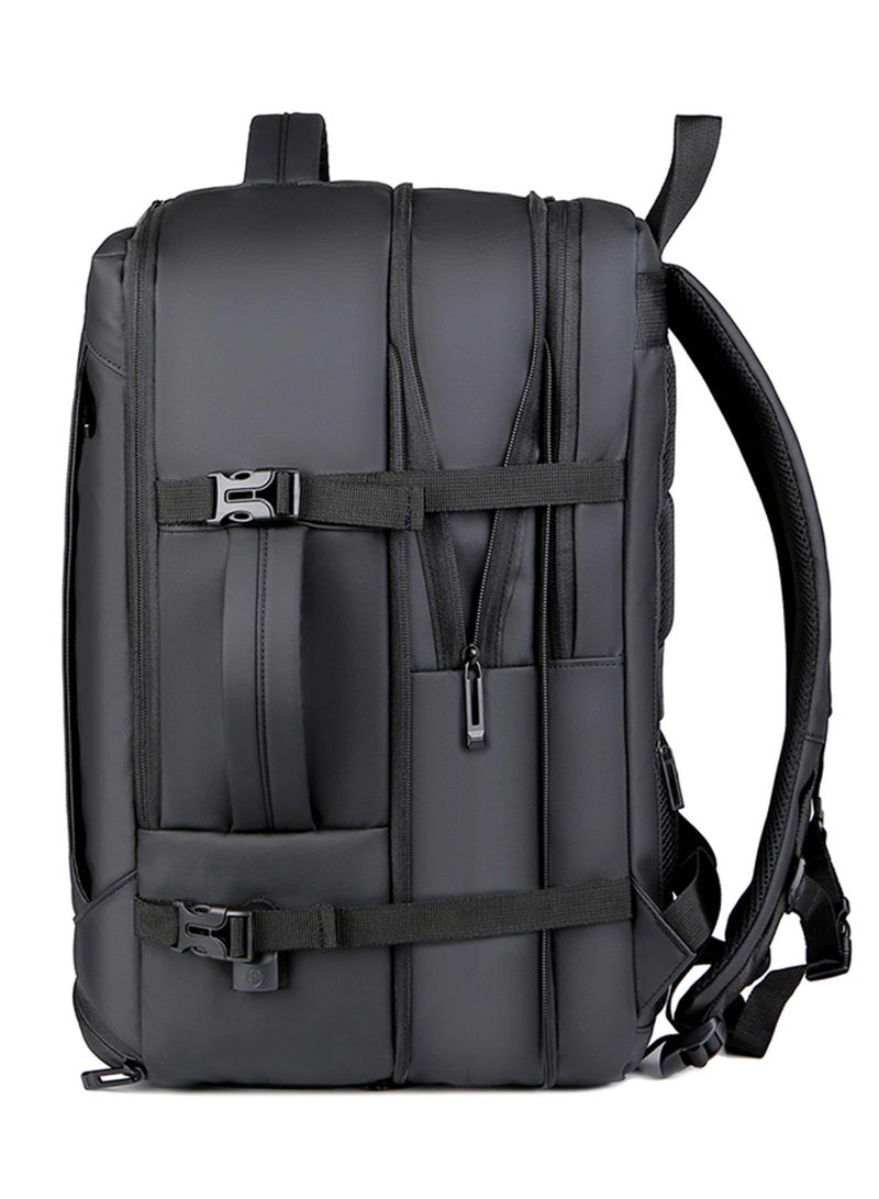 هايك Hike Unisex Premium Expandable Shoulder Backpack Water Resistant Laptop Daypack with Built in USB Port and Separate Laptop Compartment for Travel/Business/College, HKY2103 - BLACK - Image 4