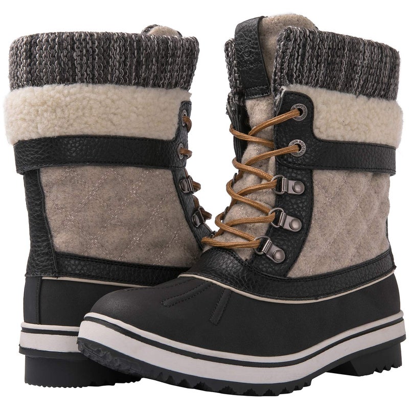GLOBALWIN Snow Boots For Women Black/Beige Women's Winter Boots 5.5M - Image 3