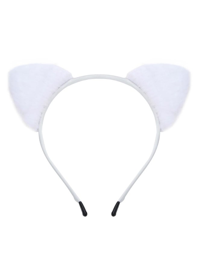 Totelux Cute Cat Ears Headband White Plush Hair Band Animal Ears Hair Hoop Hair Accessories for Women Adult Birthday Holiday Party Supplies - Image 2