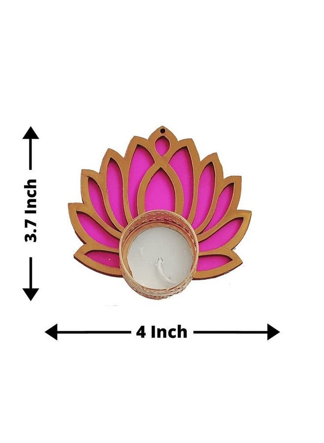 GIFT JAIPUR GIFT JAIPUR Handmade 7 Pc Pink Lotus Chudi Diya Rangoli Candles With Wax For Diwali Ganesh Chaturthi Laxmi Pooja Home Temple Rangoli Diya Floor Decoration, Woody  - Image 3