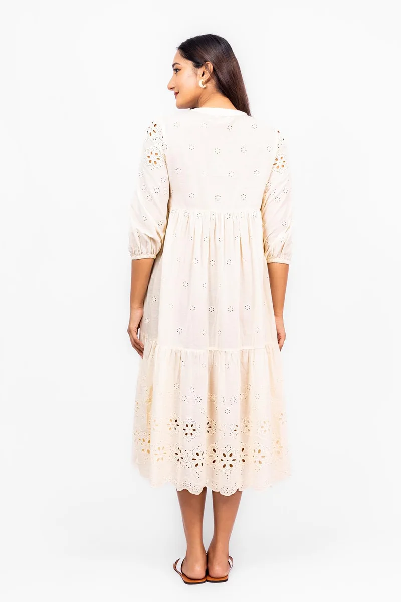 COCO by Cotton Collection Eyelet Tiered Dress