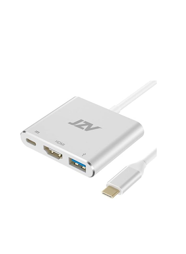 JZV HDMI to USB C,USB Type C HDMI Adapter MacBook pro Accessories USB C to HDMI Adapter with 4K HDMI USB 3.0 Port USB C Charging Port USBC hdmi Compatible for MacBook Pro MacBook Air iPad Pro  - Image 1