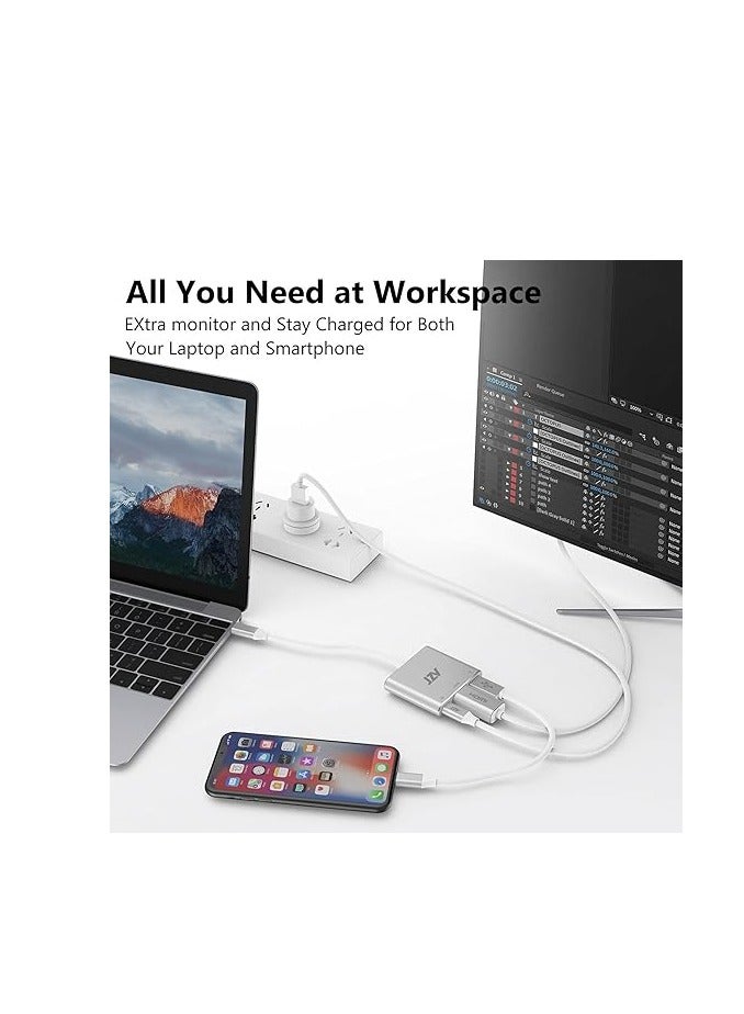 JZV HDMI to USB C,USB Type C HDMI Adapter MacBook pro Accessories USB C to HDMI Adapter with 4K HDMI USB 3.0 Port USB C Charging Port USBC hdmi Compatible for MacBook Pro MacBook Air iPad Pro  - Image 3