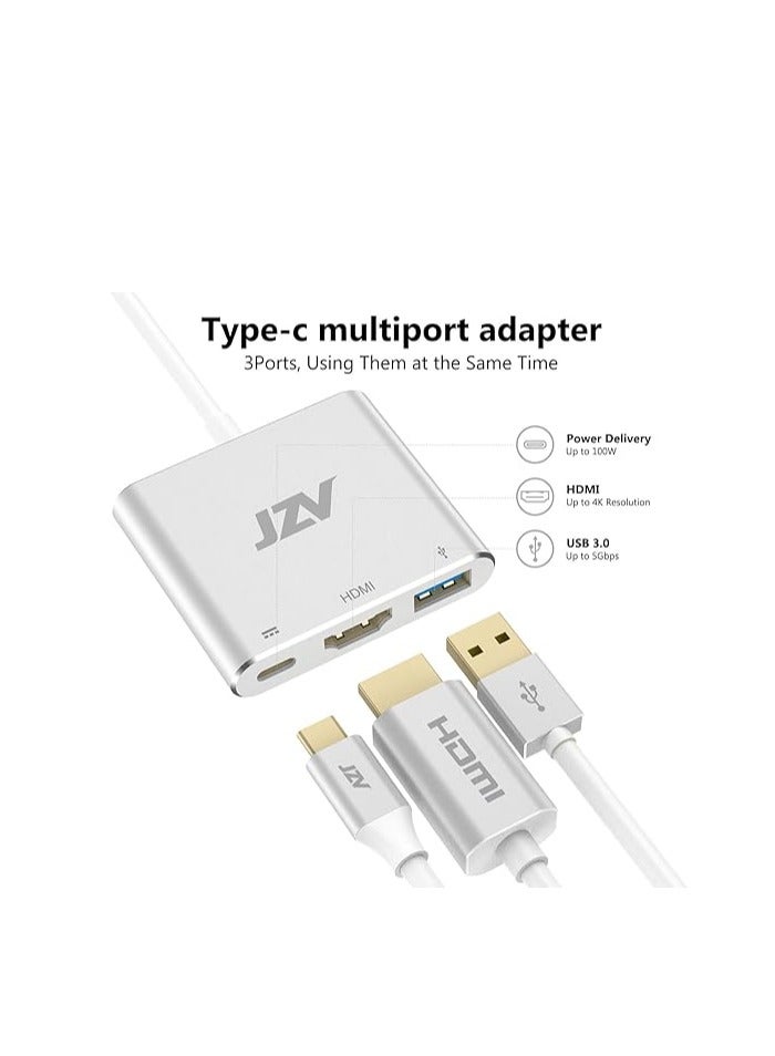 JZV HDMI to USB C,USB Type C HDMI Adapter MacBook pro Accessories USB C to HDMI Adapter with 4K HDMI USB 3.0 Port USB C Charging Port USBC hdmi Compatible for MacBook Pro MacBook Air iPad Pro  - Image 2
