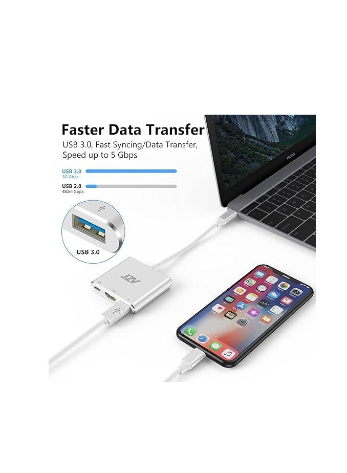 JZV HDMI to USB C,USB Type C HDMI Adapter MacBook pro Accessories USB C to HDMI Adapter with 4K HDMI USB 3.0 Port USB C Charging Port USBC hdmi Compatible for MacBook Pro MacBook Air iPad Pro  - Image 5