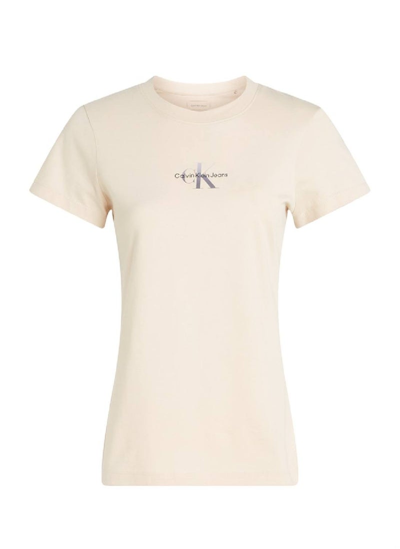 Women's Slim Monogram T-Shirt - Cotton, Beige - pzsku/ZBA614DC2F24962DE471EZ/45/_/1738050955/631e324a-2e7a-4718-890a-fa6e603d35a5