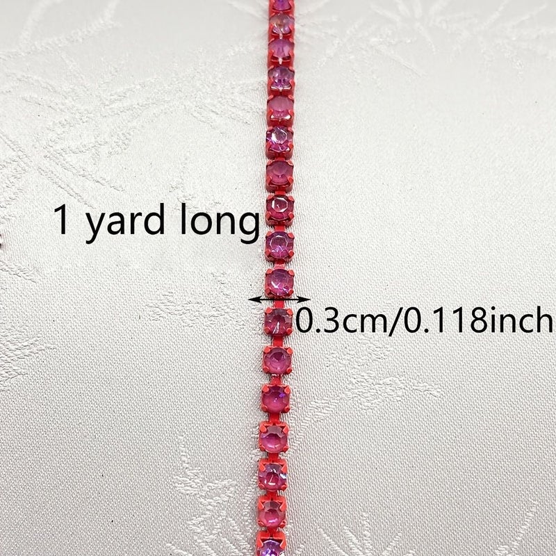 One Strip One Code Long Inlaid Diamond Claw Rhinestone Chain Hand Sewn Drill For Clothing Shoes Hats Bags Tangerine - Image 3