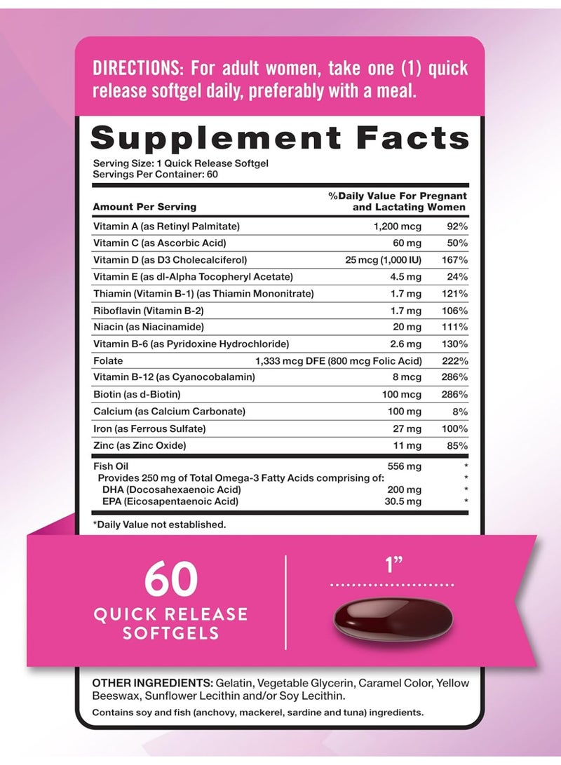 Nature's Truth Prenatal Vitamins for Women | with DHA and Folic Acid | 60 Softgels | Non-GMO & Gluten Free Supplement - Image 2