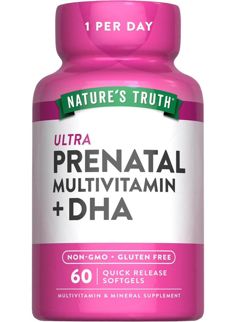 Nature's Truth Prenatal Vitamins for Women | with DHA and Folic Acid | 60 Softgels | Non-GMO & Gluten Free Supplement - Image 1