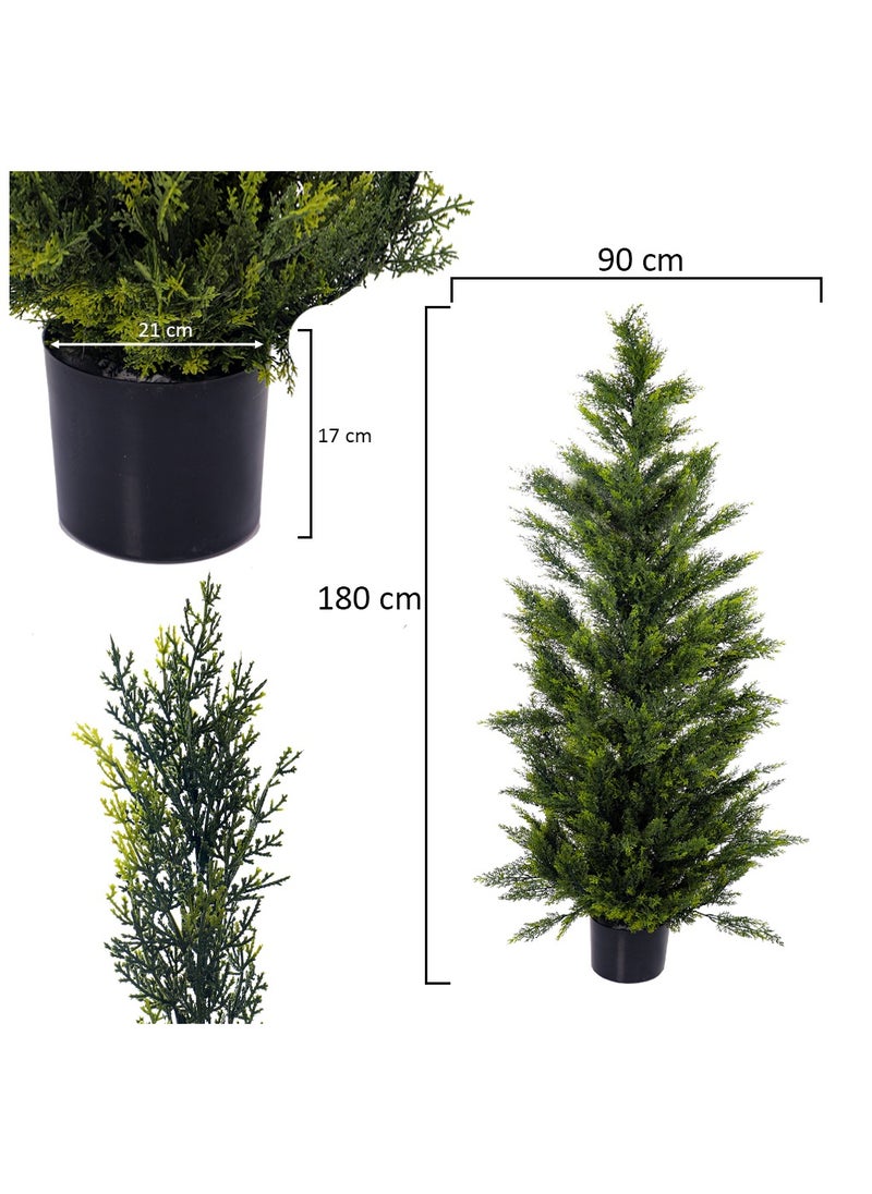 Yatai - YATAI Topiary Cedar Tree About 1.8 Meter High Artificial Cedar Pine Tree Potted UV Rated Plant Fake Plants Artificial Plants Shrubs for Indoors Outdoors Garden Home Decor Home Office (180 Cm) - Image 1