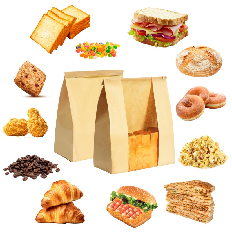 WIKDAY 100PCS Sourdough Bread Bags for Homemade Bread Tin Tie Tab Lock Paper Large Bakery Bags with Window for Baked Food Packaging Storage Gift Giving Includes 100PCS Label Seal Stickers 13.7x8.3x3.5in - Image 4