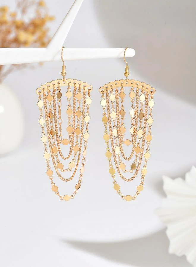 Take Two Women Metal Tassel Chain Earrings