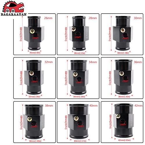 BAGARAATAN Aluminum Water Temp Meter Temperature Gauge Joint Pipe Radiator Sensor Adaptor Attachment Hose Clamps （40mm/1/8''NPT） - Image 3