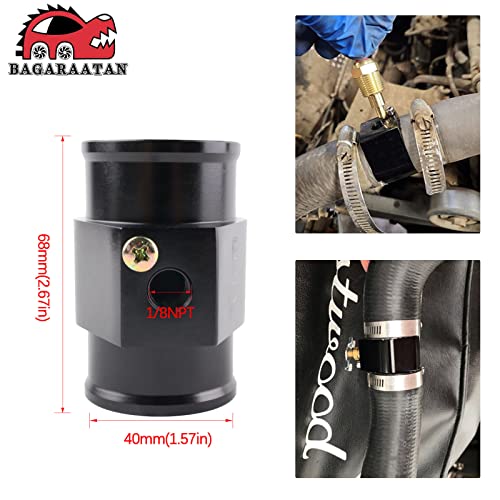 BAGARAATAN Aluminum Water Temp Meter Temperature Gauge Joint Pipe Radiator Sensor Adaptor Attachment Hose Clamps （40mm/1/8''NPT） - Image 2