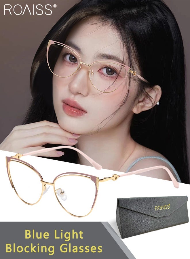 رويس نظارات نسائية مضادة للضوء الأزرق، نظارات عين القطة، نظارات عصرية مضادة لإجهاد العين والصداع، مقاس 53 مم، فلتر الضوء الأزرق للكمبيوتر والألعاب والتلفزيون والهواتف - Image 1